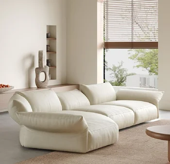 Лепестковый диван итальянского минималистского размера изогнутый кожаный диван угловой кожаный диван в гостиной