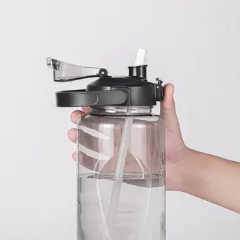 Спортивная бутылка для воды объемом 1500-3800 мл, портативная бутылка для воды с соломенной крышкой, вместительная чашка для воды, защита от падения, Негабаритная Пластиковая чашка для воды