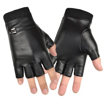 Новые модные мужские перчатки Grace, зимние винтажные теплые ветрозащитные перчатки для вождения с сенсорным экраном, перчатки без пальцев из искусственной кожи, варежки Оптом