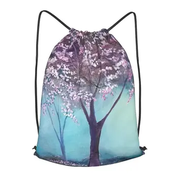 Рюкзак на шнурке под цветущими вишнями Для мужчин, спортивная сумка для занятий в тренажерном зале, рюкзак для йоги для женщин
