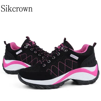 Фиолетовая женская спортивная обувь Кроссовки большого размера 42 Кроссовки для бега на платформе Дышащая обувь на танкетке Повседневные кроссовки на шнуровке