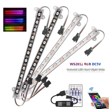 DC5V WS2812 RGB LED Алюминиевая жесткая планка WS2812B Подсветка для шкафа USB 28 клавиш Bluetooth-совместимый музыкальный смарт-контроллер комплект 33 см
