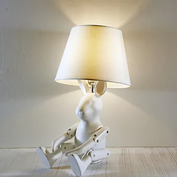 Простая кукольная лампа-кролик в скандинавском стиле, спальня, кабинет, детская модельная комната, прикроватная тумбочка, черно-белая красная энергосберегающая лампа