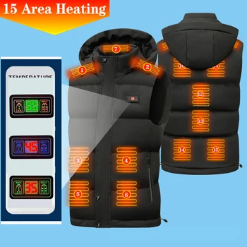 Куртки унисекс с электрическим подогревом, 15 зон нагрева, жилет со стоячим воротником, с подогревом, застежка-молния, USB-зарядка, зимняя одежда для мужчин и женщин.