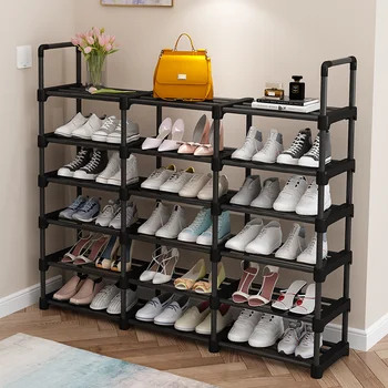 Многослойный стеллаж для обуви от пола до пола, металлический стеллаж для хранения обуви, спальня, гостиная, усиленный стеллаж для обуви