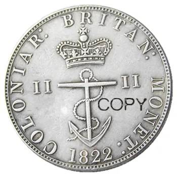 UF (22) ANCHOR MONEY - Посеребренная копировальная монета в полдоллара из Британской Вест-Индии 1822 года
