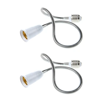 2X Лампа накаливания E27-E27 Гибкий удлинитель-конвертер (белый, 60 см)