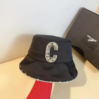 MOOVOOK 2023, Новая Японская шляпа-ведро с буквами из горного хрусталя, Универсальная Маленькая повседневная шляпа-ведро с плоским верхом