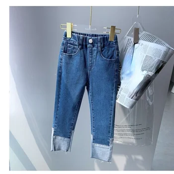 Повседневные джинсы 2-6 лет, новые джинсы, одежда для маленьких девочек, детские однотонные джинсы, детская одежда, детская одежда