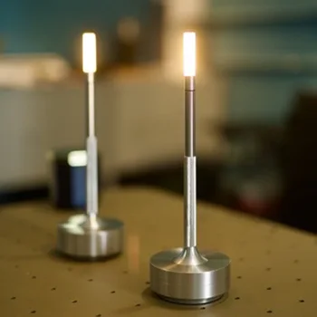 USB Перезаряжаемая настольная лампа при свечах, Светодиодный ночник из алюминиевого сплава, Сенсорный выключатель, Прикроватная лампа для кемпинга на открытом воздухе