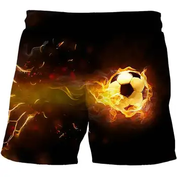 2023 Новые футбольные шорты Flame, мужские Крутые спортивные штаны, 3D Принт, Детские пляжные шорты для плавания, Летние шорты для мальчиков и девочек, Модная уличная одежда