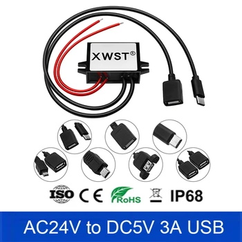 Понижающий Преобразователь AC24V в DC5V 3A С Несколькими Типами USB-Разъемов Mini Micro Type C USB-Разъем для зарядного устройства телефона
