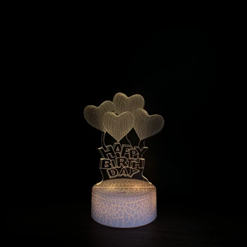 Креативный 3D светодиодный ночник с Днем Рождения, настольная лампа, Рождественское украшение дома, Прекрасный Подарок для детей 0