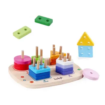 1 комплект игрушек из деревянных блоков, безопасные практические навыки, игра на подбор цвета, распознавание формы, складная игрушка для детей 1-3 лет, игрушки-головоломки
