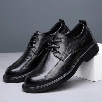 Мужские модельные туфли со шнуровкой Роскошная повседневная обувь для отдыха из натуральной кожи Удобная трендовая модная обувь мужская обувь для свадебной вечеринки