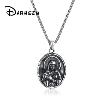 Мужское ожерелье DARHSEN Virgin Mary серебристого цвета, ювелирные изделия из нержавеющей стали, подарочные цепочки