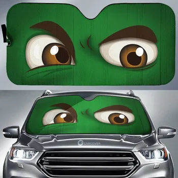 Забавный 3D Протектор салона автомобиля с принтом зеленых глаз, универсальный Солнцезащитный козырек на лобовое стекло автомобиля, складной Теплоотражатель, Автомобильный Солнцезащитный козырек