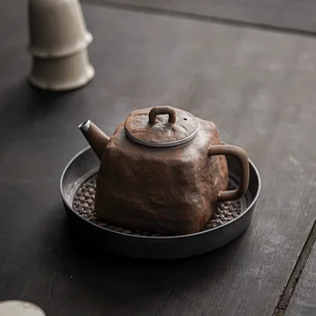 Одиночный Дзэнский Керамический Чайник В Стиле Кунг Teapot Tea Rock Fu Hand Tea Ретро Набор Старинный Чайник Для Заварки Грубый Китайский Глиняный Горшок