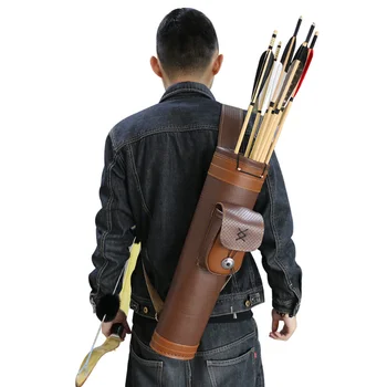 Кожаная сумка для лука-стрелы Традиционный наплечный чехол Охотничья трубка для стрельбы из лука для практики стрельбы на открытом воздухе