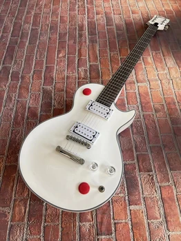 Белая пластинчатая гитара, высококачественный звукосниматель, в наличии, корпус из красного дерева, ультранизкая цена, бесплатная доставка 0
