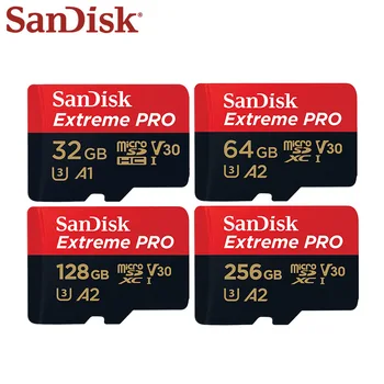 Карта памяти SanDisk Extreme PRO Micro SD Card 256GB 128GB 64GB U3 V30 TF Card A2 Flash TF Card 32GB A1 для Камеры Дрона Microsd