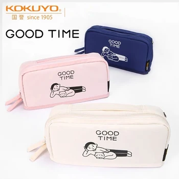 Новый японский пенал KOKUYO, школьные принадлежности, Большая емкость, Удобная студенческая сумка для хранения, простая Многофункциональная сумка, канцелярские принадлежности