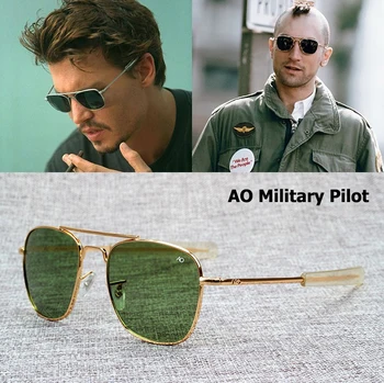Новые Модные Армейские ВОЕННЫЕ Солнцезащитные очки AO Pilot 54 мм Американского бренда с оптическими стеклянными линзами Солнцезащитные Очки Oculos De Sol Masculino