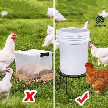 Подставка для кормления цыплят, прочная металлическая подставка для домашней / уличной птицы, аксессуар с отверстием для подачи воды на 4 ножки