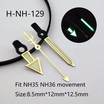 зеленые светящиеся стрелки NH35 Указатель стрелок NH36 Серебряная игла Аксессуары для часов подходят для секундных стрелок nh35 механизм nh36 02
