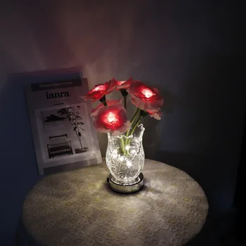 Ночник с гвоздикой, светодиодная ваза с регулируемой яркостью, Настольная лампа, украшения, Рождественский подарок, Домашний декор на День рождения, Праздничная вечеринка