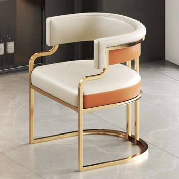 Подлокотник, Золотые ножки, обеденные стулья, Роскошное кожаное дизайнерское кресло для отдыха, Эргономичная мебель в скандинавском стиле для гостиной