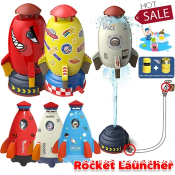 Ракетный подъемник давления воды, разбрызгиватель, Пластиковая вращающаяся летающая игрушка с брызгами, играющая в воду, Водные игры на открытом воздухе для детей