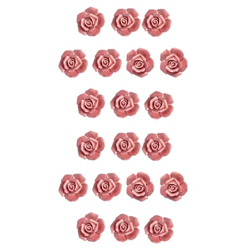20 Шт Керамические Винтажные Дверные Ручки С Цветочным Рисунком Розы Ручка Кухонного Ящика + Шурупы (Розовый)