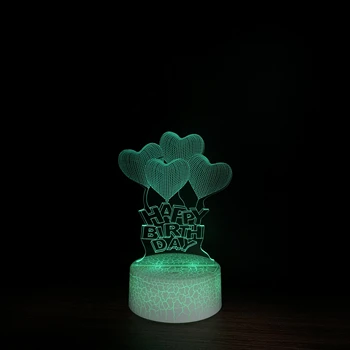 Креативный 3D светодиодный ночник с Днем Рождения, настольная лампа, Рождественское украшение дома, Прекрасный Подарок для детей 1