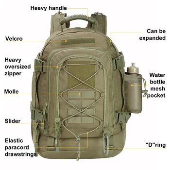 40-литровый Мужской военный тактический рюкзак, армейская походная сумка для скалолазания, Уличные Водонепроницаемые Спортивные дорожные сумки, рюкзак для кемпинга, охоты 1