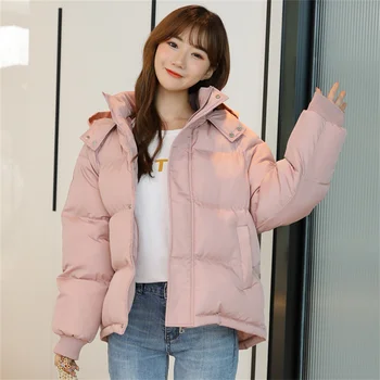2023, Зимняя пуховая куртка, женская короткая новая корейская студенческая куртка с капюшоном, стеганое пальто, свободное толстое стеганое пальто H1592 2