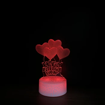 Креативный 3D светодиодный ночник с Днем Рождения, настольная лампа, Рождественское украшение дома, Прекрасный Подарок для детей 2