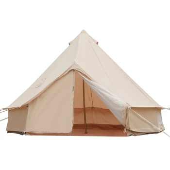 Роскошная брезентовая уличная палатка большого размера на 4-6 человек, водонепроницаемые семейные кемпинговые палатки 3