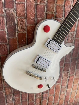 Белая пластинчатая гитара, высококачественный звукосниматель, в наличии, корпус из красного дерева, ультранизкая цена, бесплатная доставка 3