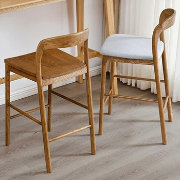 Деревянные современные расслабляющие Роскошные барные стулья, минималистичный дизайн, Интерьерные барные стулья, Высокая мебель для дома Taburete Cocina YX50BC 3