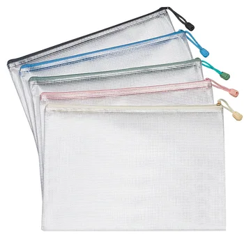 Сетчатая сумка для файлов формата А4, прозрачная утолщенная сумка на молнии с этикеткой, водонепроницаемая сумка для хранения архивной бумаги, книг 4
