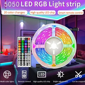 Светодиодные ленты, контроллер Bluetooth WIFI, Гибкая декоративная лампа RGB 5050 с подсветкой, ночник, светящаяся гирлянда для спальни 4