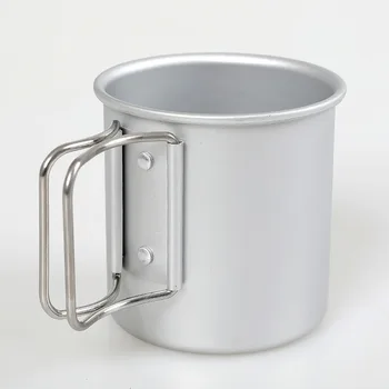 Стакан для воды с откидной ручкой из алюминиевого сплава сверхлегкий для кофейной чашки, чайной чашки, стакана для воды, походного снаряжения 2023 Новинка 5