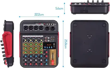 Аудиомикшер с поддержкой Bluetooth и реверберации, источник питания 48 В, 6-канальный микшер, звуковая карта для караоке DJ 5
