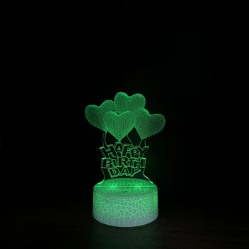 Креативный 3D светодиодный ночник с Днем Рождения, настольная лампа, Рождественское украшение дома, Прекрасный Подарок для детей 5