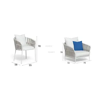 Скандинавские металлические уличные стулья Уличная мебель Современный сад на открытом воздухе Креативные дизайнерские стулья Ротанговый Балкон Пляжные стулья для отдыха 5