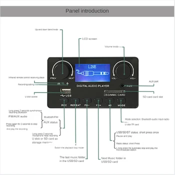 Многофункциональный ЖК-экран Bluetooth Плата MP3-декодера Портативная плата автомобильного усилителя синхронизации Простота установки Высокое качество 5